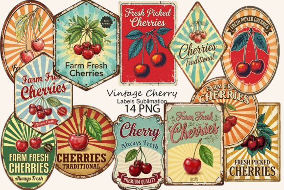 Download Vintage Cherry Labels Sublimation - Label Collection