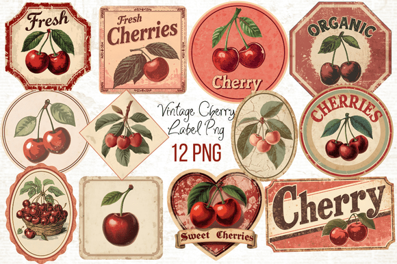 Download Vintage Cherry Label Printable PNG - Label Collection